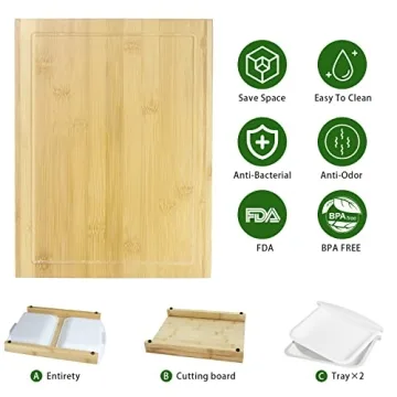 Organic Bamboo Chopping Board with Removable Trays