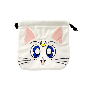 Sailor Moon Drawstring Pouch - Artemis Toy, White, 5"