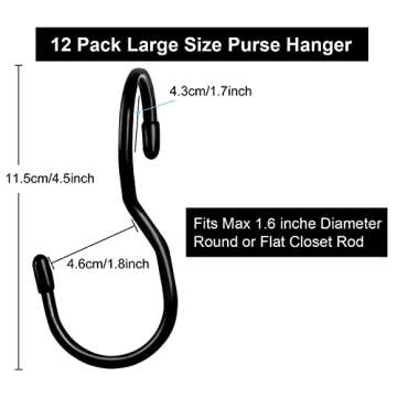 12 Pack Purse Hanger - Stylish Closet Organization Solution