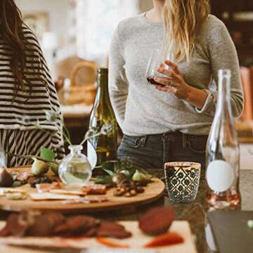 Votive Candle Holders Set of 6 Vintage Style Mercury Glass Candle Holders Speckled Glass Tea Light Candle Holders, Wedding/Party/Home Decor (Rose Gold and Coffee)