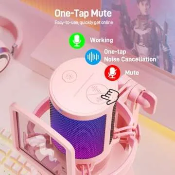 MAONO Gaming Microphone with Noise Cancellation, USB Condenser Mic for Streaming, Podcast, Twitch, YouTube, Discord, PC Desktop Computer Mic for PS5, GamerWave DGM20 Pink