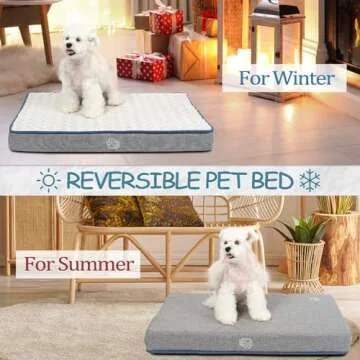 EMPSIGN Reversible Cool and Warm Dog Bed for Crate Pad, Pet Beds with Washable and Removable Cover, Dog Crate Bed Sleeping Mats, Bed for Dog Crate for Large Medium Small Dogs, Grey