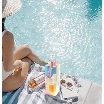 Breezeu Rainbow hologram Wine Cooler Bag, King Size, portable ice bucket, Ice Bags for Picnic, Beach, Camping, Party, Just Put Ice & Water, Keep Wine Cool on Patio, Pool & BBQ (1Pcs)