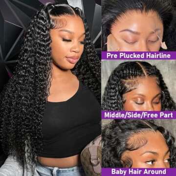 13x6 Deep Wave Lace Front Wigs Human Hair 26inch Glueless Wigs Human Hair Pre Plucked Deep Wave Wigs for Women Human Hair 180% Density Curly Lace Front Wigs Human Hair