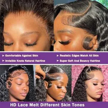 13x6 Deep Wave Lace Front Wigs Human Hair 26inch Glueless Wigs Human Hair Pre Plucked Deep Wave Wigs for Women Human Hair 180% Density Curly Lace Front Wigs Human Hair