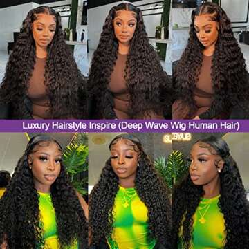 13x6 Deep Wave Lace Front Wigs Human Hair 26inch Glueless Wigs Human Hair Pre Plucked Deep Wave Wigs for Women Human Hair 180% Density Curly Lace Front Wigs Human Hair