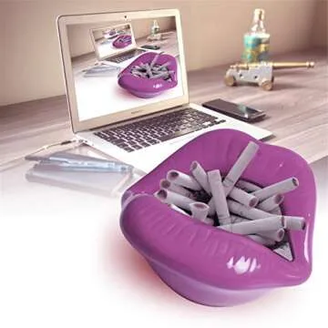 Cute Purple Lips Ceramic Cigarette Ashtrays Creative Personality Mouth Smokless Ashtrays Holder Home Decorations
