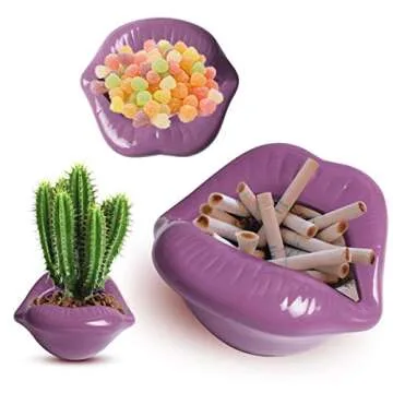 Cute Purple Lips Ceramic Cigarette Ashtrays Creative Personality Mouth Smokless Ashtrays Holder Home Decorations