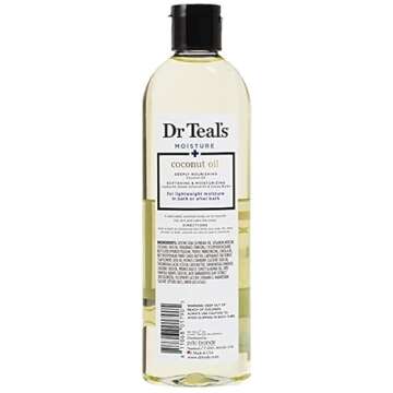 Dr Teal's Coconut Bath & Body Oil (1 Bottle, 8.8oz) - Nourishing Coconut Essential Oils Blended with Sweet Almond Oil & Cocoa Butter - Paraben & Phthalate Free - Use in Bath or on Skin