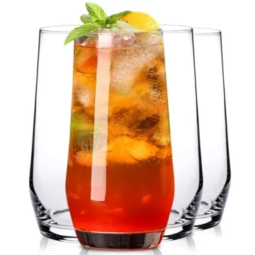Ufrount Highball Glasses Set of 4, Durable 18oz Clear Drinkware for Cocktails