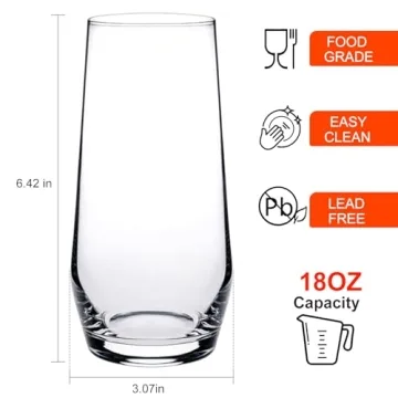Ufrount Highball Glasses Set of 4, 18oz Durable Drinkware