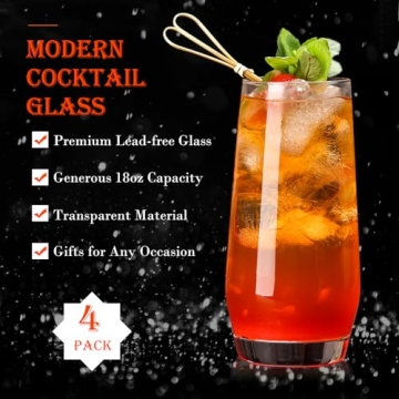 Ufrount Highball Glasses Set of 4, 18oz Durable Drinkware