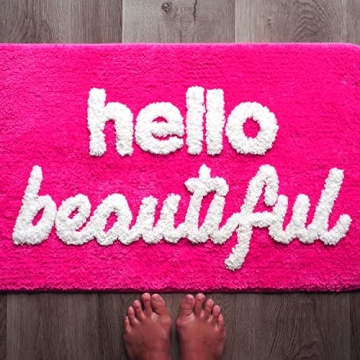 Evovee Hello Beautiful Bath Mat Cute Bathroom Rugs for Girls You Look Good Gorgeous Funny Shower Fun...