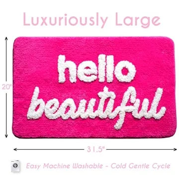 Evovee Hello Beautiful Bath Mat Vibrant Non-Slip Washable