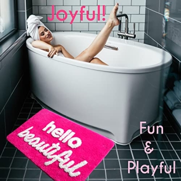 Evovee Hello Beautiful Bath Mat Vibrant Non-Slip Washable