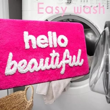 Evovee Hello Beautiful Bath Mat Vibrant Non-Slip Washable
