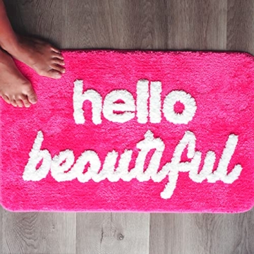 Evovee Hello Beautiful Bath Mat Vibrant Non-Slip Washable