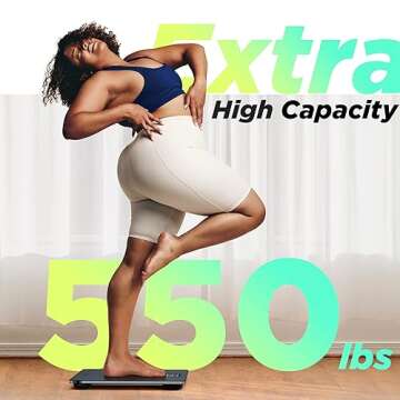 550lb Bathroom Digital Scale for Body Weight with Ultra-Wide Platform and Large LCD Display, Accurate High Precision Scale with Extra-High Capacity