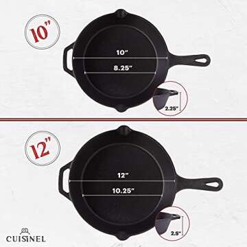 Cuisinel Cast Iron Skillets Set - 4-Piece Versatile Cookware