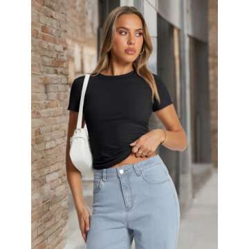 Trendy Queen Women's Basic T Shirts Summer 2025 Crop Tee