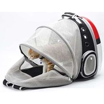 Back Expandable Cat Backpack Carrier, Fit up to 12 lbs, Hard Shell Window Pet Carrier Backpack for Cat and Small Puppy