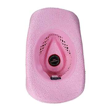 SADDLEBACK HATS Vented Straw Cowboy Hat w/Wood Heart Band –Shapeable Cowgirl Western (Pink)