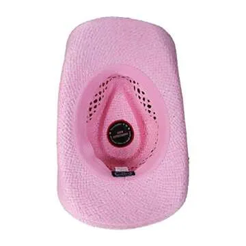 SADDLEBACK HATS Vented Straw Cowboy Hat w/Wood Heart Band –Shapeable Cowgirl Western (Pink)