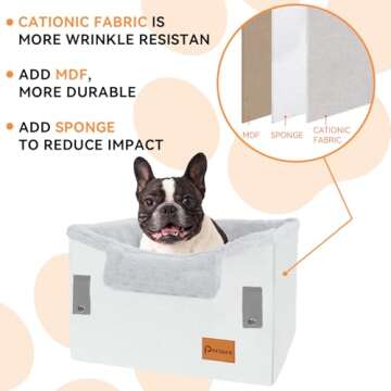 Persure Dog Car Seat, Dog Car Seats for Small Dogs with Adjustable Strap, Dog Booster Car Seat with Clip-On Leash for Front & Rear Seat, Pet Car Seat, Cat Car Seat for Small Pets Up to 25LBS Grey