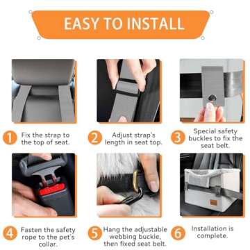 Persure Dog Car Seat, Dog Car Seats for Small Dogs with Adjustable Strap, Dog Booster Car Seat with Clip-On Leash for Front & Rear Seat, Pet Car Seat, Cat Car Seat for Small Pets Up to 25LBS Grey