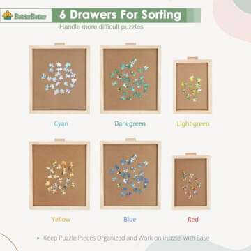 BuilderButler Rotating Puzzle Board with 6 Drawers