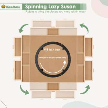 BuilderButler Rotating Puzzle Board with 6 Drawers