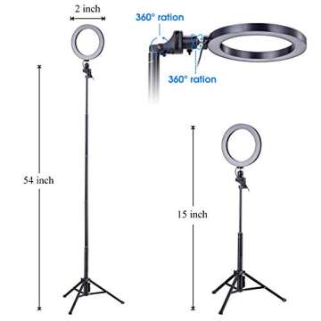 6.3inch Selfie Ring Light with Tripod, Eocean 54inch Tripod for YouTube/Live Stream/Makeup, Mini Led Camera Ringlight for Vlog/VideoCompatible with iPhone 11 Pro max/XR 8/7 Plus/X/Android