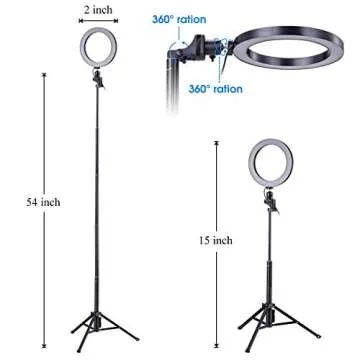 6.3inch Selfie Ring Light with Tripod, Eocean 54inch Tripod for YouTube/Live Stream/Makeup, Mini Led Camera Ringlight for Vlog/VideoCompatible with iPhone 11 Pro max/XR 8/7 Plus/X/Android