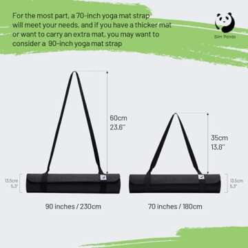 Slim Panda Yoga Mat Straps for Carrying,Adjustable Yoga Mat Carrier, Yoga Mat Sling(Yoga Mat Not Included)(Black)