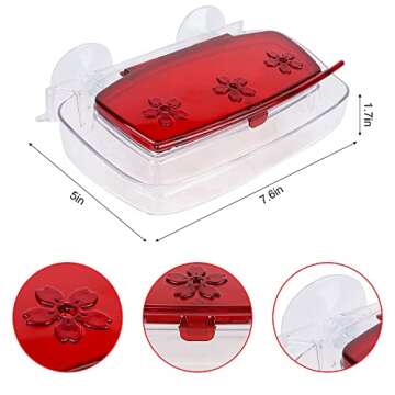 Juegoal Window Hummingbird Feeder, Bird Feeding Tray with 3 Feeding Stations, Outdoor Hummingbird Perch, 8-Ounce