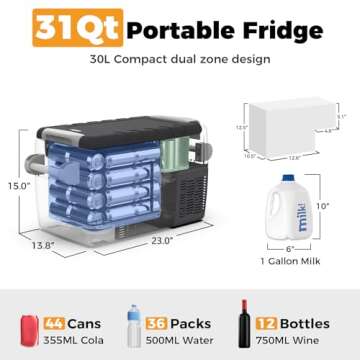 Setpower AJ30 Portable Refrigerator,Portable Freezer,32 Quart Electric Cooler,Car Refrigerator,12/24...