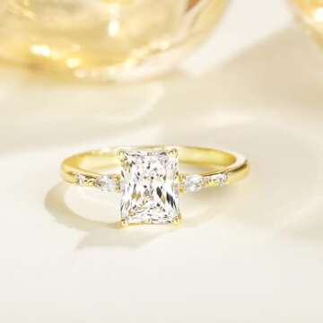 TIGRADE 3CT Engagement Ring for Women Radiant Cut Cubic Zirconia Wedding Band CZ Promise Anniversary...