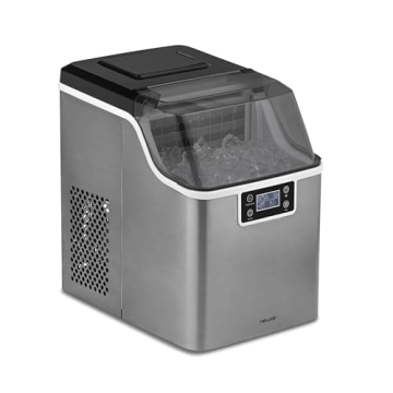 Newair Countertop Clear Ice Maker, 45lbs/Day Ice Cube Machine, Self-Cleaning Function and Custom Ice Thickness, Portable Ice Maker, 24H Timer, Ideal for Home Office and Outdoor Bar, Stainless Steel