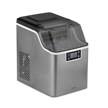 Newair Countertop Clear Ice Maker, 45lbs/Day Ice Cube Machine, Self-Cleaning Function and Custom Ice Thickness, Portable Ice Maker, 24H Timer, Ideal for Home Office and Outdoor Bar, Stainless Steel