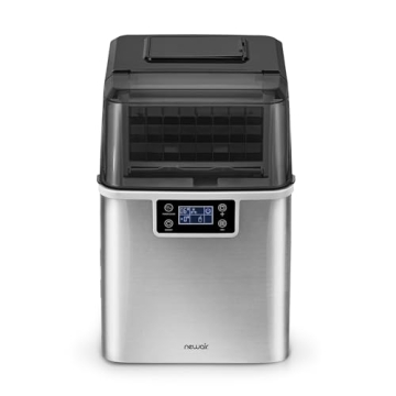 Newair Countertop Clear Ice Maker, 45lbs/Day Ice Cube Machine, Self-Cleaning Function and Custom Ice Thickness, Portable Ice Maker, 24H Timer, Ideal for Home Office and Outdoor Bar, Stainless Steel