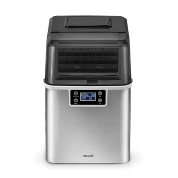 Newair Countertop Clear Ice Maker, 45lbs/Day Ice Cube Machine, Self-Cleaning Function and Custom Ice Thickness, Portable Ice Maker, 24H Timer, Ideal for Home Office and Outdoor Bar, Stainless Steel