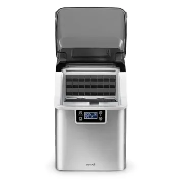 Newair Countertop Clear Ice Maker, 45lbs/Day Ice Cube Machine, Self-Cleaning Function and Custom Ice Thickness, Portable Ice Maker, 24H Timer, Ideal for Home Office and Outdoor Bar, Stainless Steel