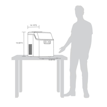 Newair Countertop Clear Ice Maker, 45lbs/Day Ice Cube Machine, Self-Cleaning Function and Custom Ice Thickness, Portable Ice Maker, 24H Timer, Ideal for Home Office and Outdoor Bar, Stainless Steel