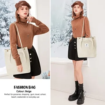 Ayieyill Corduroy Tote Bag Stylish and Practical