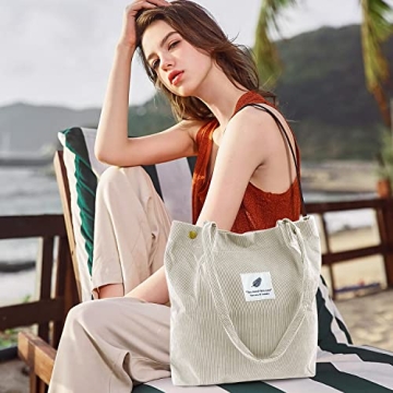 Ayieyill Corduroy Tote Bag Stylish and Practical