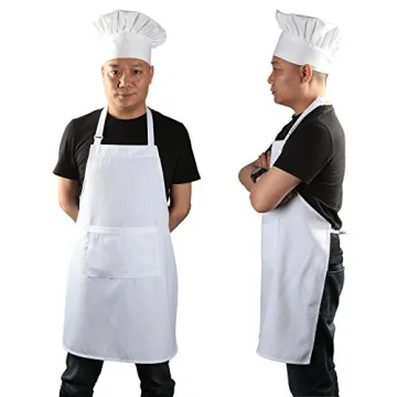 Yotache Adjustable Chef Apron Set with Hat for Adults