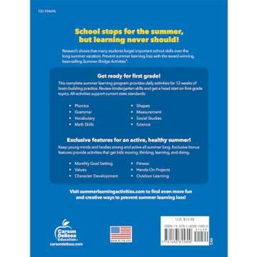 Summer Bridge Activities Kindergarten to 1st Grade Workbooks, K-1 Activity Book With Math, Reading C...