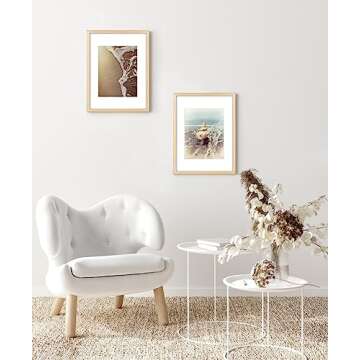 Yaetm 11x14 Picture Frame with Mat for 8x10 Set of 2, Natrual Solid Oak Wood Photo Frames 11x14 with Tempered Glass, Display Horizontal and Vertical for Wall Mounting (2 pack, Oak)