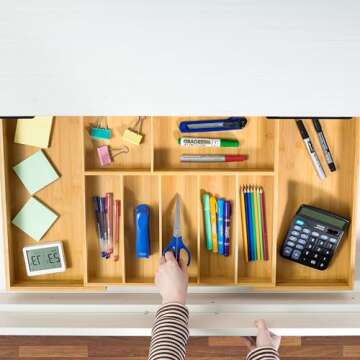 VaeFae Extra Large Bamboo Silverware Organizer