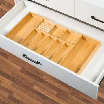 VaeFae Extra Large Bamboo Silverware Organizer